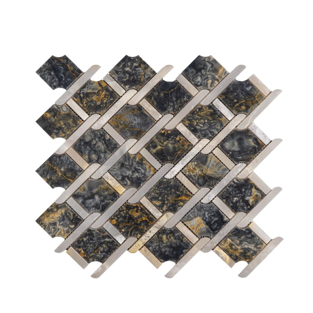 LATTICE Gold каменна мозайка с тъмни и златисти акценти