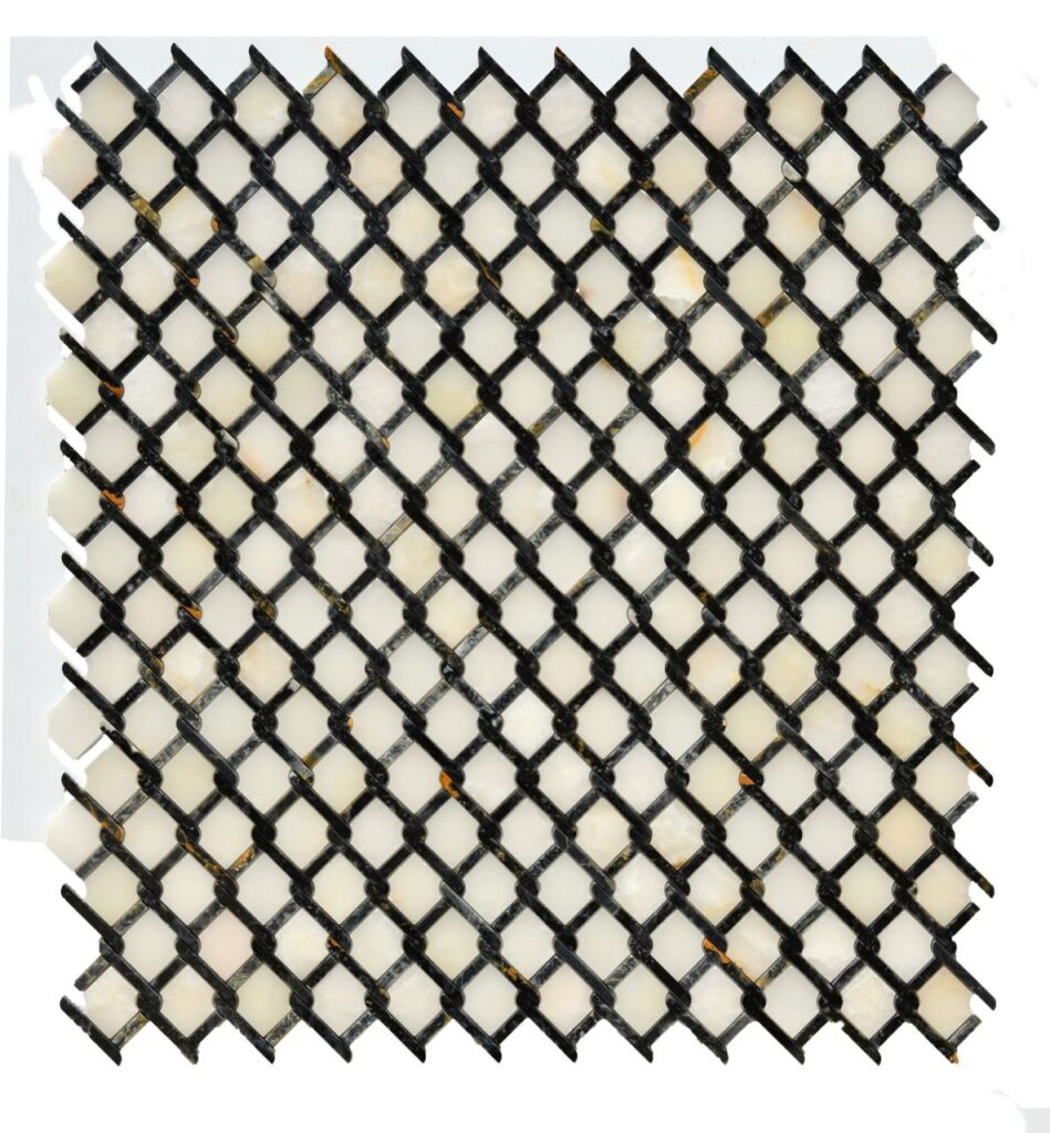 LATTICE Light каменна мозайка със светли вложки и тъмна геометрична решетка