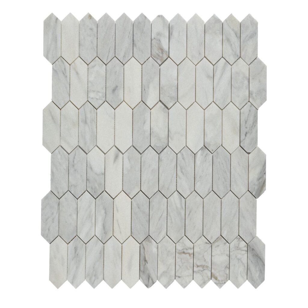 PRISM White Marble мозайка от бял мрамор в издължен хексагон